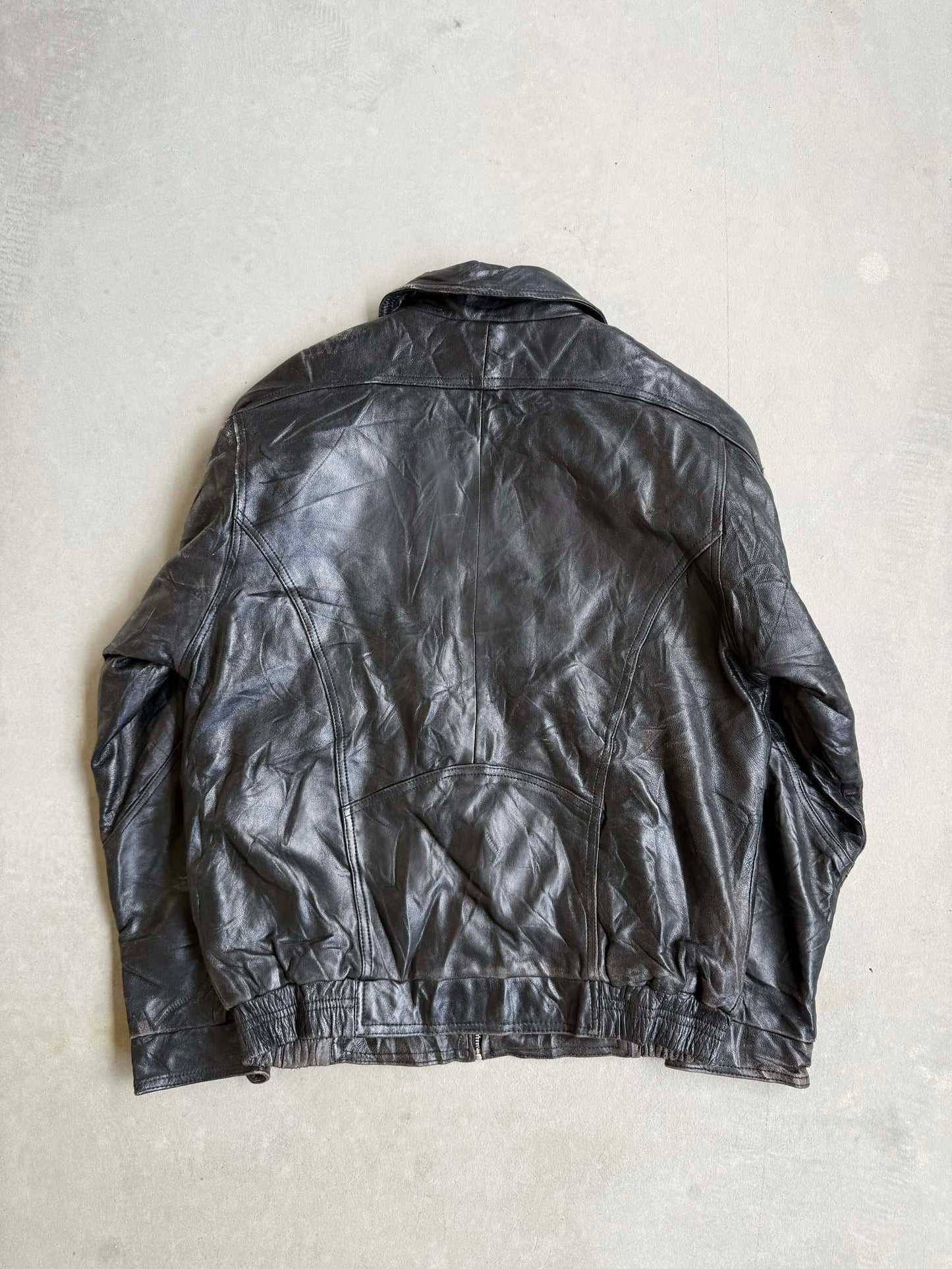 Vintage Leather Bomber Jacket - S