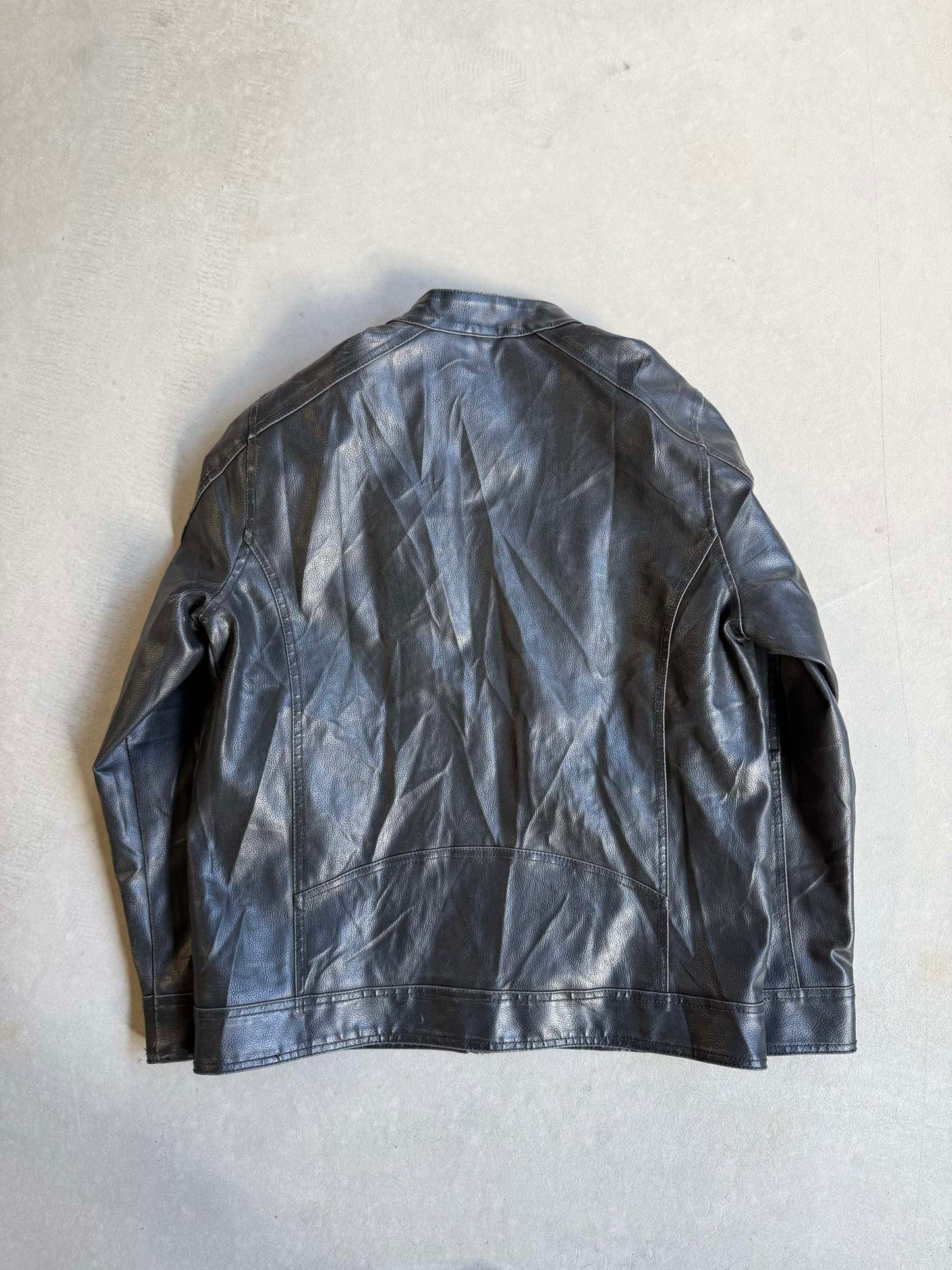 Vintage Black Rivet Moto Racing Leather Jacket - M
