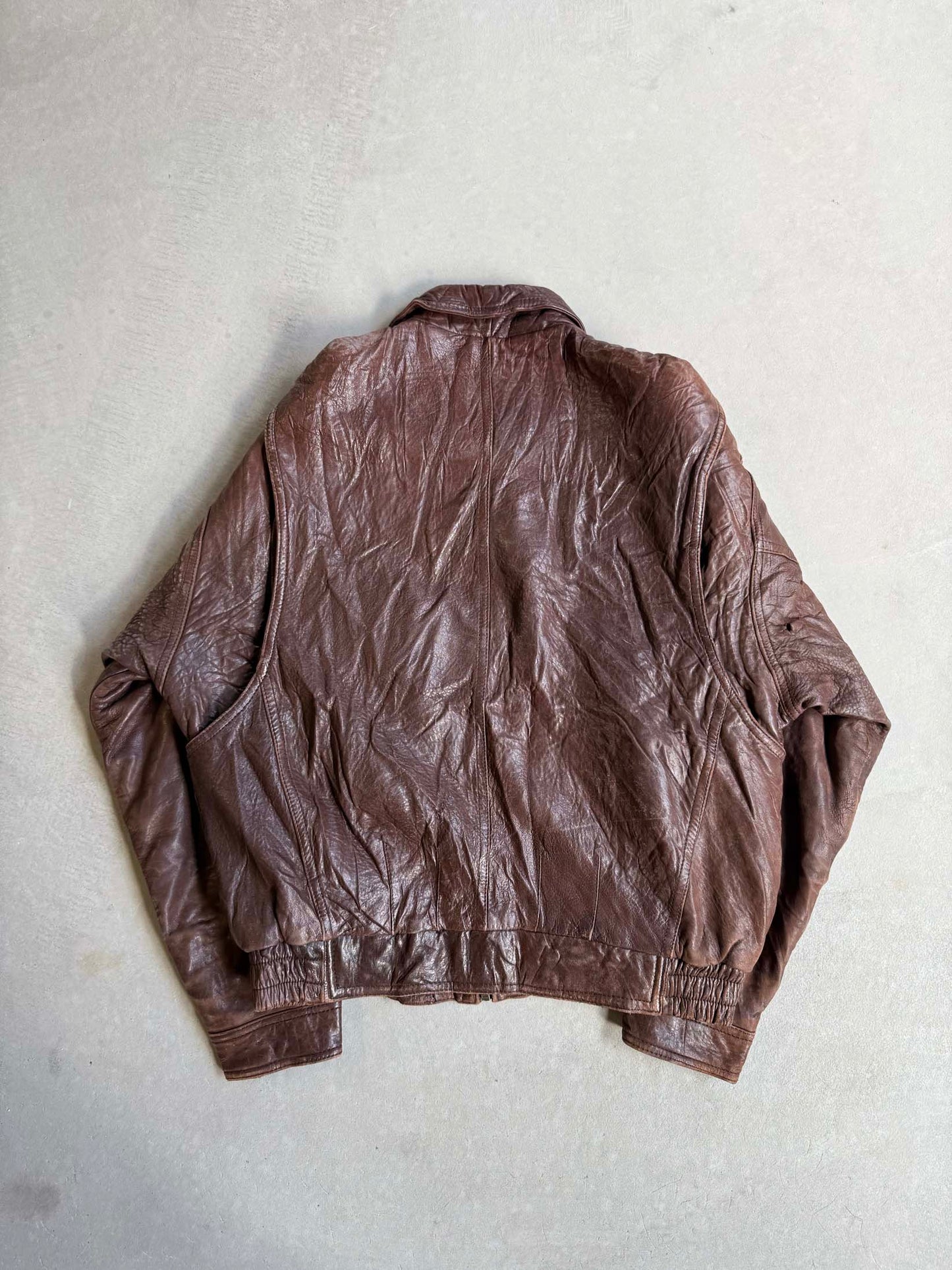 Vintage Pour Le Sport Brown Leather Bomber Jacket - M