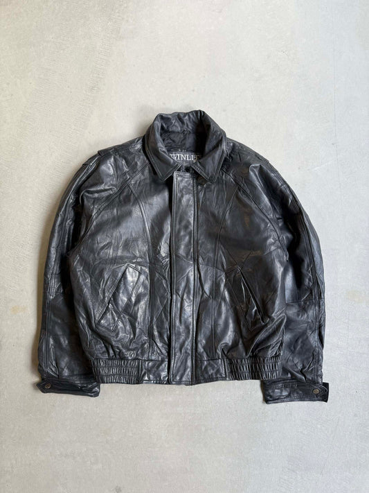 Vintage Winlit New York Bomber Leather Jacket - XL