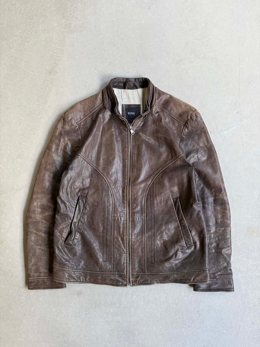 Vintage Hugo Boss Tailored Faded Leather Jacket - L