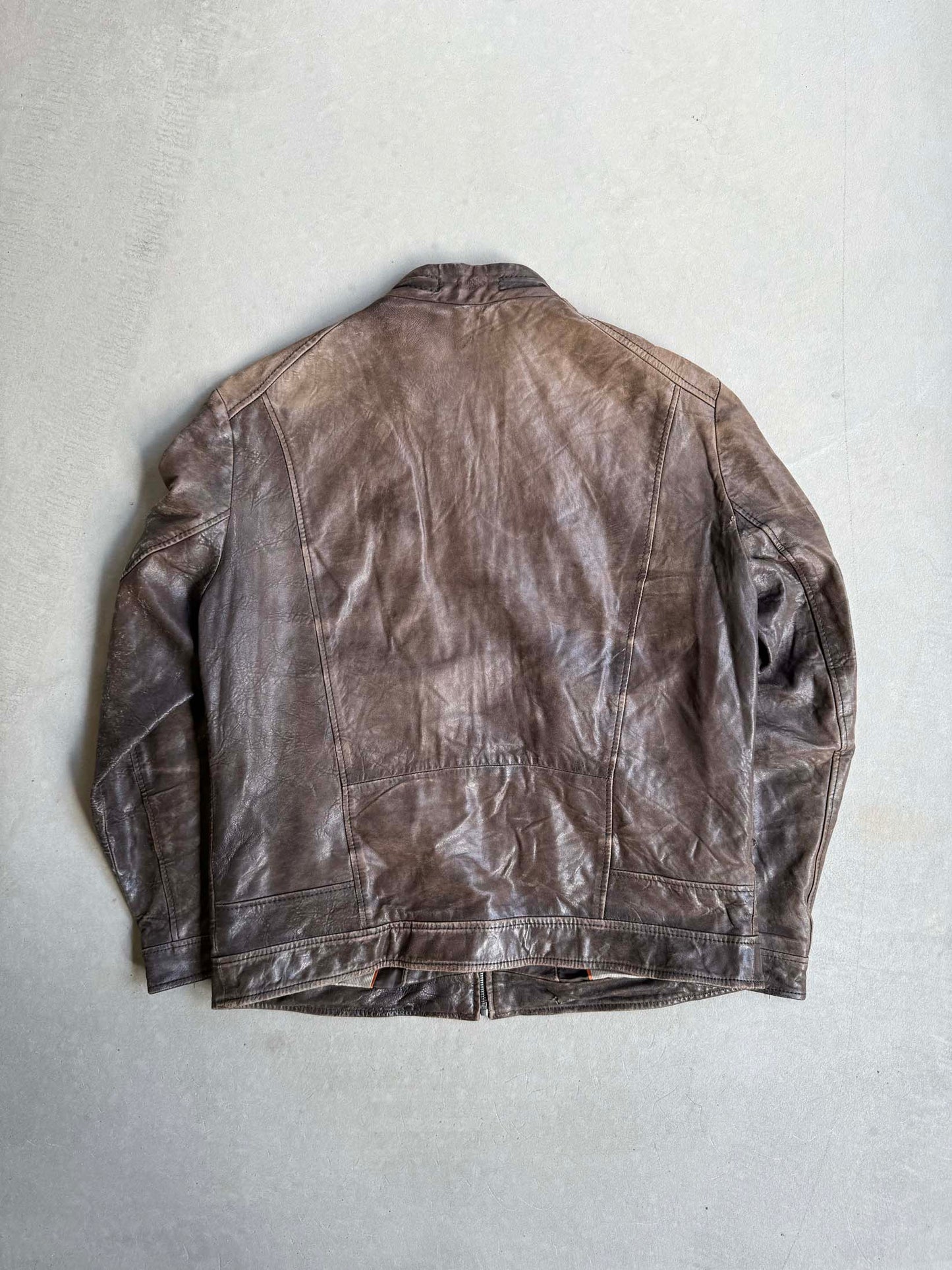 Vintage Hugo Boss Tailored Faded Leather Jacket - L