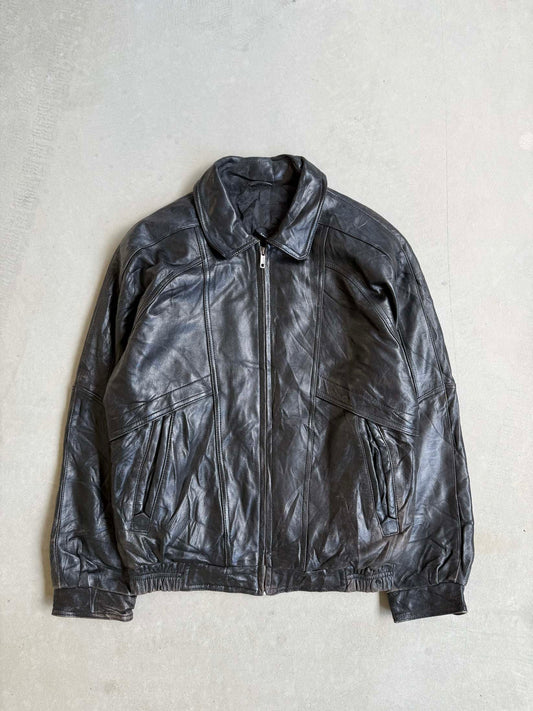 Vintage Leather Bomber Jacket - S