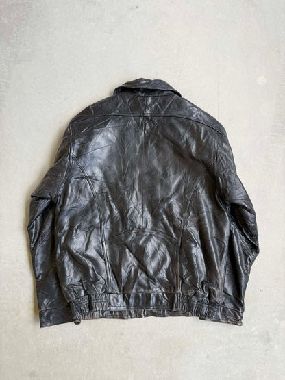 Vintage Leather Bomber Jacket - S