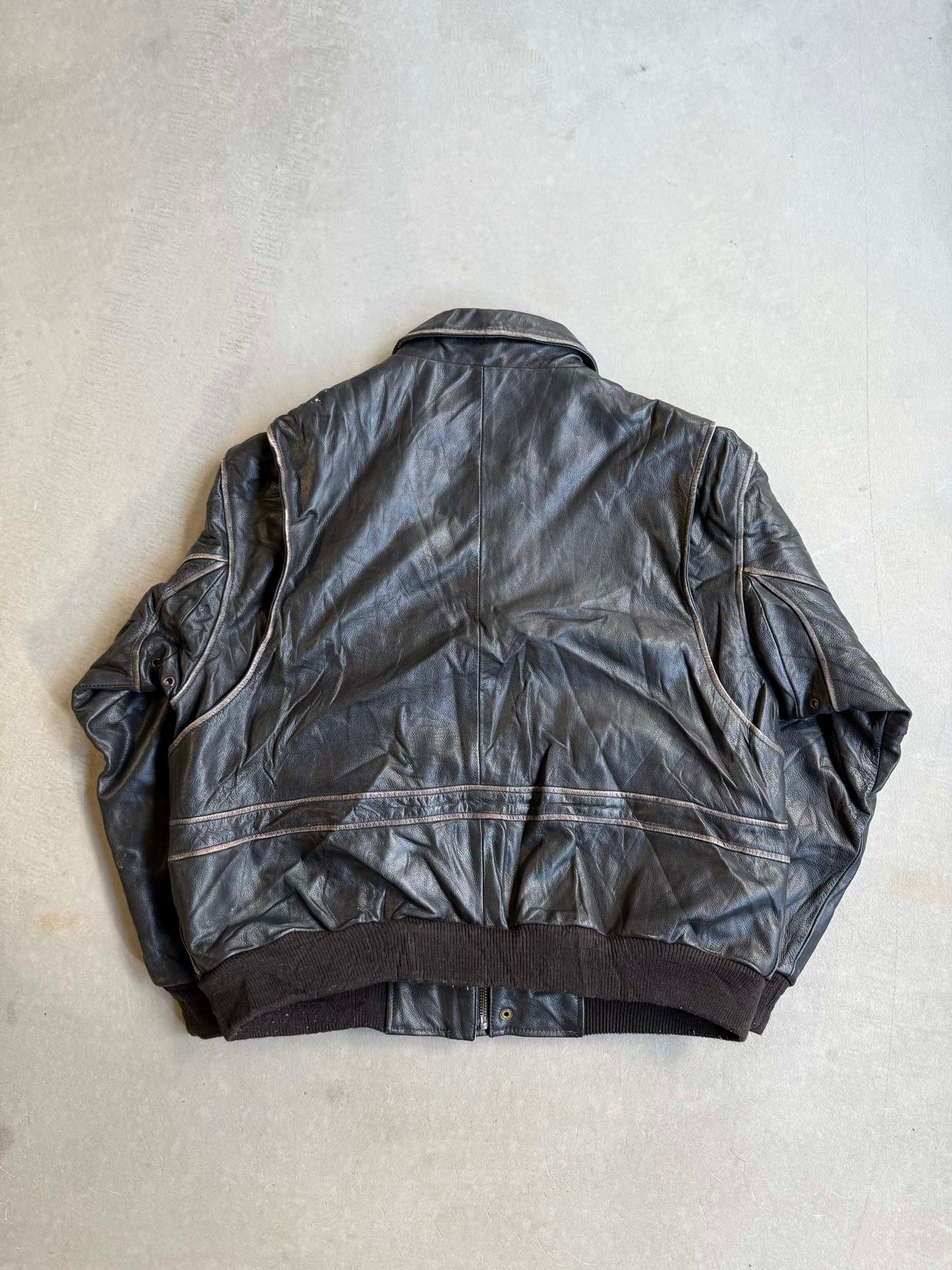 Vintage St Johns Ray Leather Bomber Jacket - XL