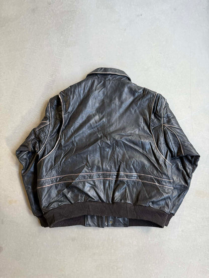 Vintage St Johns Ray Leather Bomber Jacket - XL