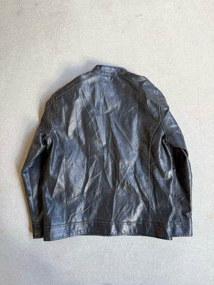 Vintage Black Rivet Moto Racing Leather Jacket - M
