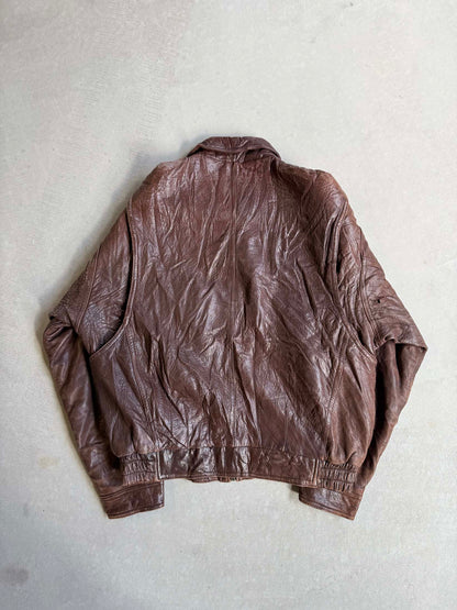 Vintage Pour Le Sport Brown Leather Bomber Jacket - M