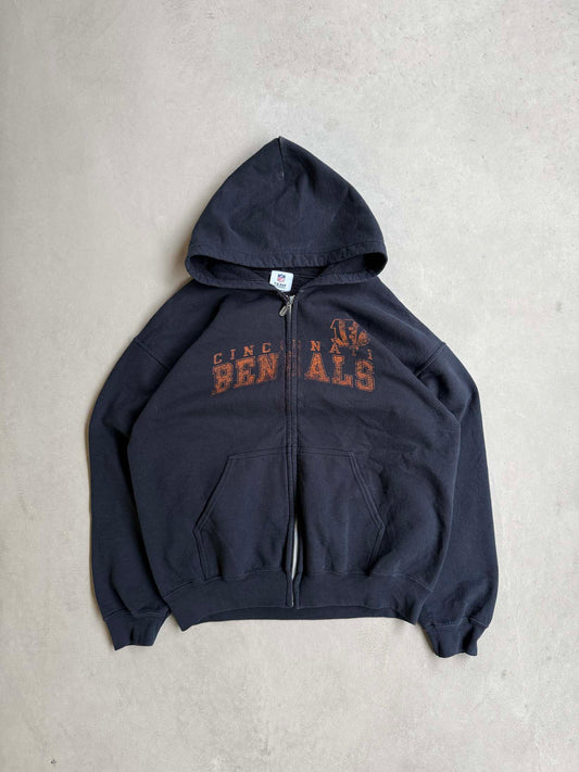 Vintage NFL Cincinnati Bengals Zipped Hooded Sweatshirt - L